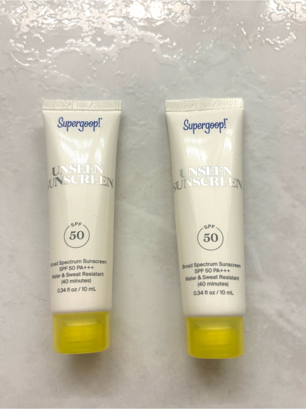 Set of 2 Supergoop! Unseen Sunscreen SPF 50 travel size 10 ml each